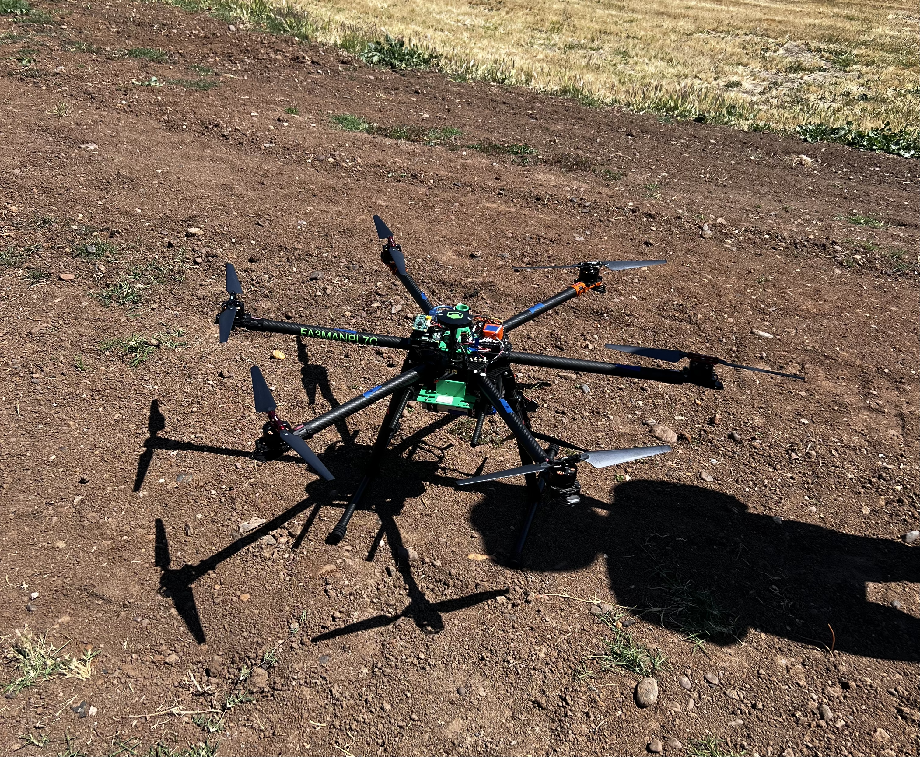 Methane sensing drone in flight